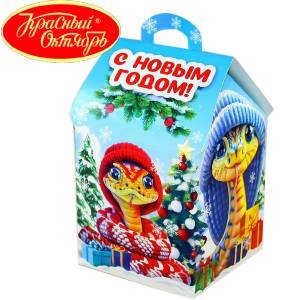 Сладкий подарок на Новый Год в картонной упаковке весом 600 грамм по цене 654 руб в Межгорье